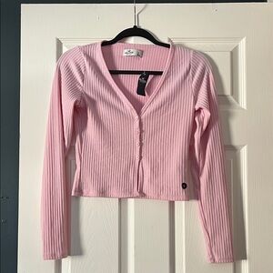 Hollister Light Pink Ribbed Cardigan